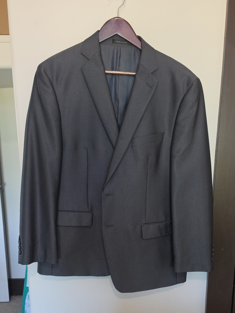 Calvin Klein- Men's Charcoal Gray Classic Single-Breasted Suit Blazer 42S
